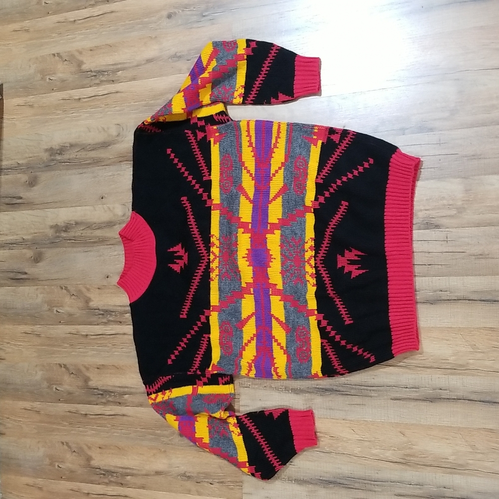 STEFANO INTERNATIONAL SPORTSWEAR Vintage 1989 Made in USA Aztec Sweater